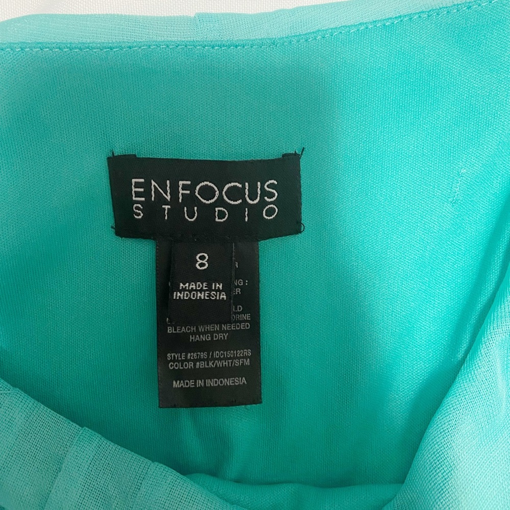 Enfocus Studio Turquoise Midi Dress with black and white polkadots - Picture 9 of 10